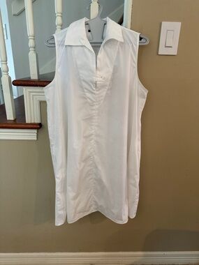 Banana Republic Classic Sleeveless White Collared Poplin Mini Dress